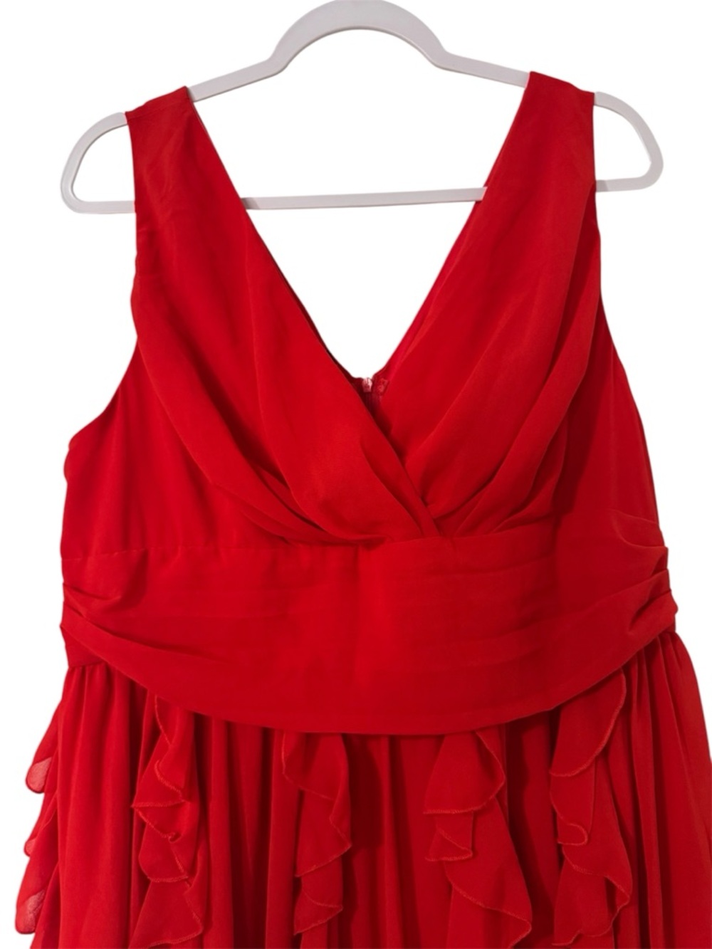 Red Ruffle-Back Evening Gown - Picture 7 of 7